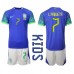 Brasilien Lucas Paqueta #7 Barnkläder Borta matchtröja till baby VM 2022 Kortärmad (+ Korta byxor) Billigt